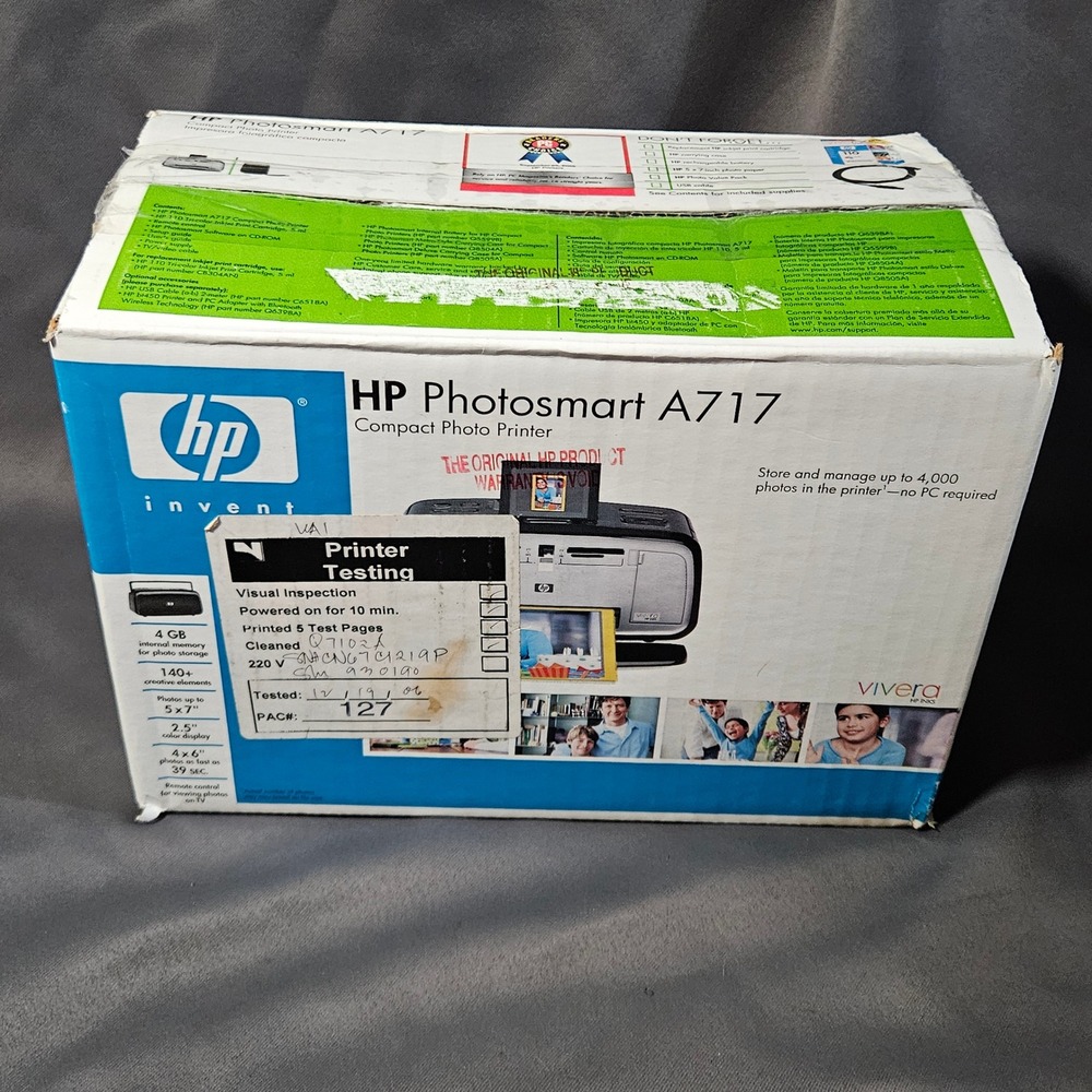 HP Photosmart A717 Compact Photo Printer 4GB Internal Storage Q7102A Portable